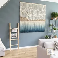 Décoration murale en macramé tissé bohème, 100% coton, tissu classique, fait main, décoration nordique pour la maison, design traditionnel, rideaux vintage avec pompons