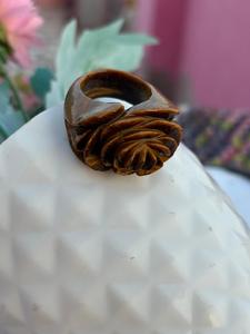 Natural <b>Tiger</b> <b>Eye</b> Gemstone <b>Ring</b> Of Flower Design Uniquely Designed Statement <b>Ring</b> Special Gift For Her Or Him - Product Image 2