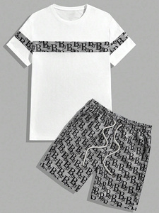 T-shirt et costume court pour hommes vêtements motif été à manches courtes hauts t-shirts col rond hauts hommes t-shirt décontracté Streetwear - Product Image 5