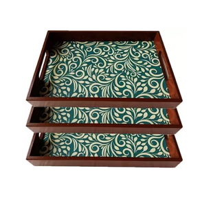 Bandeja de cocina para servir impresa en madera de acacia, la mejor flor impresa, ideal para cenas, fiestas, té, Bar, accesorios de mesa, gran oferta - Product Image 5