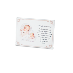 Plaque en argent « Prière d'ange » rectangulaire, découpe et estampage sur bois, peinture religieuse, souvenir, texte personnalisable, fabriqué en Italie - Product Image 2