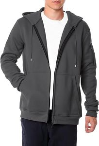 Sudadera con capucha completa con cremallera, negra, de poliéster/algodón, forro polar transpirable, estilo urbano, antibacteriana - Product Image 3