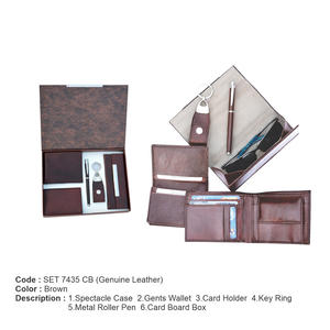 กระเป๋าสตางค์แบบ4-in-1คอมโบแบบกำหนดเองชุดของขวัญธุรกิจปากกาลูกกลิ้งโลหะเข็มขัดหนังเทียมสีน้ำตาลพรีเมี่ยมแบบกลับด้านได้สำหรับการส่งเสริมการขาย - Product Image 6