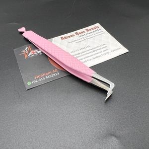 65 degrés mince botte fibre cils pince à épiler durable en acier inoxydable pointu mat bébé rose coeur Volume extension pince à épiler - Product Image 2