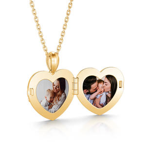 Jeulia Rhodium Plated Sterling <b>Silver</b> Personalized Photo <b>Locket</b> Necklace with Vintage Heart Design - Product Image 2