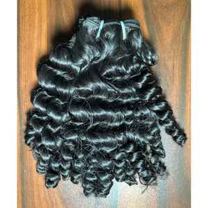 Doubles paquets de trame plats bouclés de prolongements indiens crus dessinés non traités de cheveux vierges de la meilleure qualité - Product Image 3