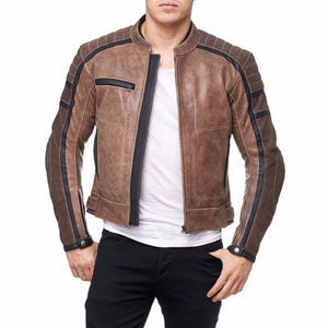 เสื้อแจ็คเก็ตหนังแท้ 100% ดีไซน์ใหม่สำหรับขี่มอเตอร์ไซค์  แฟชั่นสตรีทสุดฮิต  ขายเสื้อแจ็คเก็ตหนังสำหรับขี่มอเตอร์ไซค์แบบเรียบ - Product Image 5