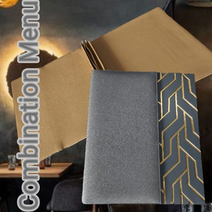 Bán buôn tùy chỉnh A4 hiện đại Vegan da món tráng miệng thư mục menu bền grey gỗ Bảng điều chỉnh PU Chất liệu cho quán cà phê nhà hàng khách sạn sử dụng - Product Image 1