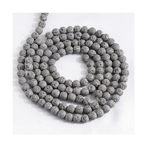 Proveedor indio de hebras de cuentas redondas de Lava Gris de 8mm de tamaño de piedras preciosas brillantes y pulidas de buena calidad para compra a granel - Product Image 1