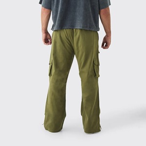 New fashionable 100% Cotton Men's Sweatpants Custom Printed Logo solid color 8 <b>pockets</b> Baggy sweatpants for men's - Product Image 6