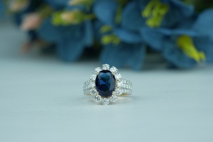 Exclusive Lab Grown Diamond <b>Moissanite</b> <b>Ring</b> Oval and Round Cut VS1 Clarity IGI SGL Certified Gold Rose Gold Silver Wholesale - Product Image 2