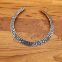 Collier ras du cou en métal clé grecque, collier de déclaration de collier tribal bijoux de festival Boho, finition or ou argent antique