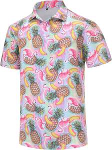 Venta caliente de los hombres de manga corta Casual Golf Shirts Verano al aire libre sublimado Jersey impreso para Polo con patrón sólido - Product Image 2