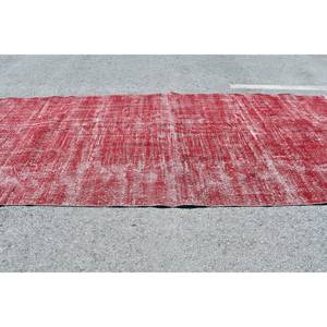 Modern Turkish Rug 5.8 X 13.5 ft <b>Red</b> Patchwork Design Wool <b>Material</b> with Latex Backing - Product Image 3