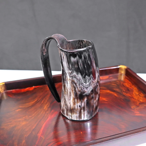 Nouveauté : Chopes à bière Viking vintage gravées à la main, artisanat naturel, bord en laiton poli, collection de cornes à boire à thème animal - Product Image 2
