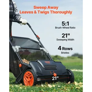 VEVOR 21inch Push Lawn Sweeper Grass <b>Box</b> Heavy Duty Thickened Steel <b>Strong</b> Plastic Wheels Durable Use for Leaf Grass Collection - Product Image 2