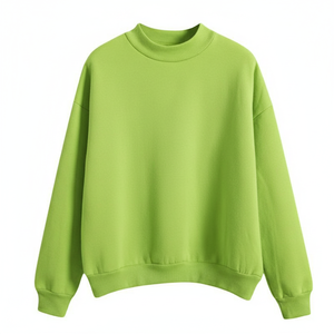 Sweat-shirt pour femme de haute qualité, en polaire, col montant, couleur unie ivoire, long, surdimensionné, lourd, pour l'automne - Product Image 1