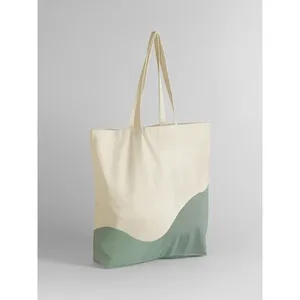 Bolsa de Compras de Algodón Orgánico con Estampado de Ondas, Bolsa de Compras Sostenible - Product Image 4