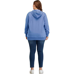 Sudadera con capucha para mujer, de color liso, cremallera térmica, forro polar, talla grande - Product Image 3
