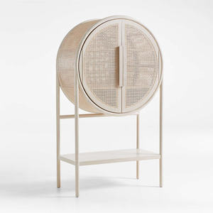 Mueble Bar de Madera de Caoba y Ratán West Whitewash Cane de Leanne Ford, Modelo 2910230 - Product Image 2