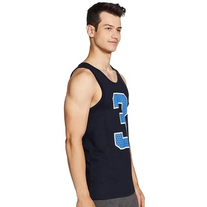 Venta al por mayor 2022 O-cuello Hombres Tank Tops XL Tamaño 100% Algodón Chaleco Gimnasio Fitness Workout Street Style Bordado Diseño Liso - Product Image 3