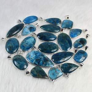 Bleu Apatite Gemstone Pendentif Argent Plaqué Pendentif Apatite Pendentif En Gros Néon Apatite Collier Bijoux Cadeau De Noël - Product Image 5