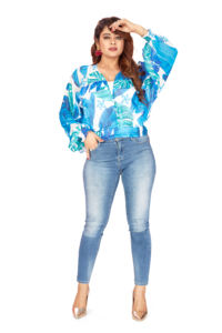 Collection d'été Premium 2024 dernières chemises occidentales grande taille pour les chemises à col en V imprimées à fleurs numériques pour femmes - Product Image 2