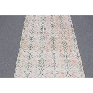 Vintage 2.8x9 ft Rug, Runner Turkish Rug, <b>Brown</b> Bordered <b>Wool</b> Rug - Product Image 5