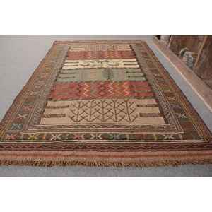 Alfombra tradicional de retazos marrón Beige de 3,9x6 pies Vintage lana turca Faux Rabbit Fur látex sala de estar pasillo decoraciones - Product Image 2