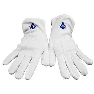 Produits en gros Brodé Symbole Regalia Coton Blanc Travail Sécurité Maçonnique Franc-Maçon Uni Bleu Lodge Gants - Product Image 4