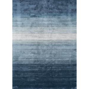 Tapis tufté à la main en laine et viscose à rayures bleues, grand format 9x12 rectangulaire, pour usage domestique, salon, couloir - TNQ-3238 - Product Image 1