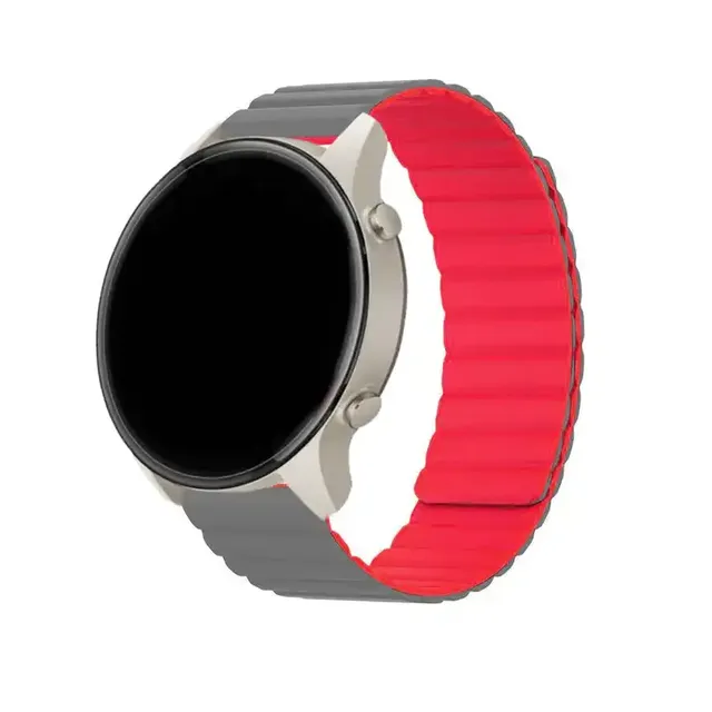 Bendable Silicone Rubber Magnetized Orange/Grey 22mm Watchband 40-70 Hardness Perfect Replacement Accessory Lanjo