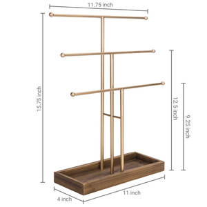 Venta caliente Soporte de joyería de metal con base de madera Alta en venta Organizador de joyas Mesa Fácil de usar para dormitorio y decoración 2025 - Product Image 2