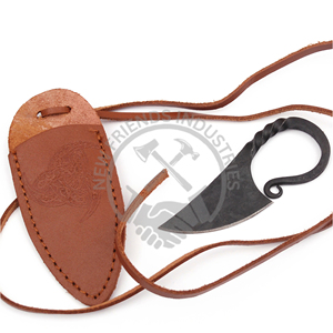Couteau de poche celtique avec fourreau en cuir couteau à lame fixe vintage forgé à la main couteau de poche scandinave médiéval - Product Image 3