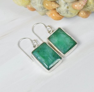 Pendientes de piedras preciosas de la mejor calidad, pendientes colgantes de plata para mujer, pendientes de piedras preciosas de Esmeralda, joyería de plata de ley sólida 925 - Product Image 4