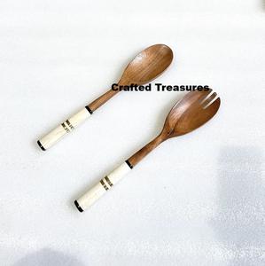 Ensemble de couverts à salade en bois et résine pour outils de mélange de desserts aux fruits et ustensiles de cuisine Ensemble de vaisselle de fête au meilleur prix - Product Image 6