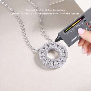 2.5mm*14 Full <b>Real</b> Classic Moissanite Circle Pendant <b>Necklace</b> Women 925 Sterling <b>Silver</b> Luxury Custom Trendy Engagement - Product Image 3