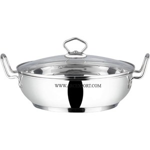 Kadai en métal à haute efficacité thermique avec poignées en métal argenté, parfait pour la préparation de repas familiaux importants et les besoins de cuisine festifs - Product Image 4