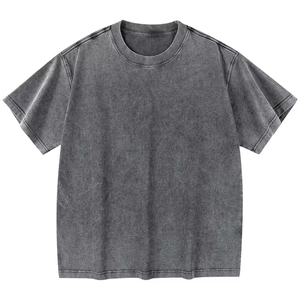 Acid <b>Washed</b> Men's T-Shirt Custom Logo Printed Heavyweight 100% Cotton Regular Fit Solid Pattern Quick Dry Breathable Canvas - Product Image 1