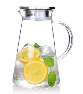 Carafe en verre gravé au design moderne, avec couvercle en verre, faite à la main, capacité >1L pour eau, jus, vin - Luxe moderne pour la table de cuisine - Product Image 1