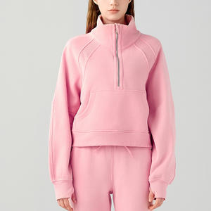 Sudadera extragrande con media cremallera para mujer, sudadera informal para correr, cuello alto, forro polar cálido, cremallera corta 3D, deportes para mujer - Product Image 1