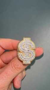 Anillo de cóctel de lujo para hombre, estilo hip hop, con diamantes de moissanita, engaste pavé, chapado en rodio, plata de ley 925, para uso diario. - Product Image 3