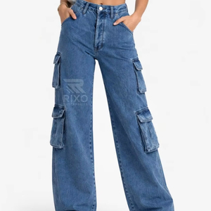 Rixo Enterprises Women's High Street Solid Mid Waist Flat Front Loose Fit Straight Full Length Customizable <b>Pants</b> 100% Cotton - Product Image 4