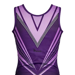 Justaucorps de danse pour filles, haute qualité, brillant, 215 GSM, polyester et élasthanne, sans manches, tenue de gymnastique professionnelle - Product Image 5