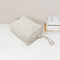 Trousse de toilette femme en toile de coton beige PFIVE, double fermeture éclair, imprimée, écologique, de haute qualité et tendance, vente en gros