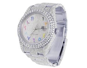 Premium VVS Moissanite Diamond árabe Dial de acero inoxidable automático Iced Out Hip Hop reloj tachonado de gama alta de lujo de moda para hombres - Product Image 1