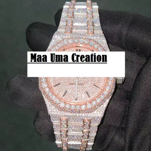 Montre Hip Hop de luxe pour homme, sertie de moissanite VVS, logo personnalisé, acier inoxydable, mouvement quartz MiYOTA - Product Image 1