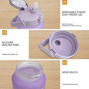 Botella de agua motivacional con marcador de tiempo, sin BPA, a prueba de fugas, jarra de agua grande con asa para gimnasio, fitness y deportes al aire libre - Product Image 4