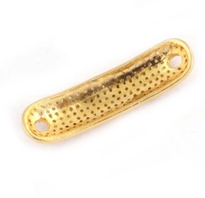 Connecteur en diamant pavé incurvé, argent sterling 925 plaqué or, 48x10 mm, pour la fabrication de bracelets - Product Image 2