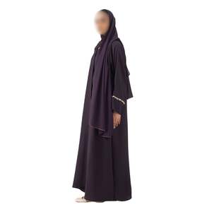 Dark Purple Modest Abaya Simple Front Closed Islamic <b>Dress</b> High Quality Breathable Fabric Dubai Style <b>Kaftan</b> <b>For</b> <b>Women</b> - Product Image 3